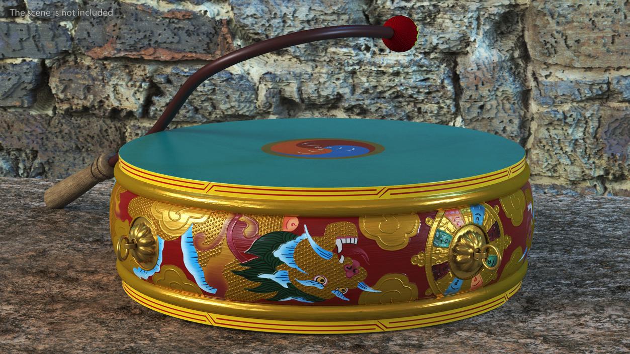 3D Tibetan Drum Tambourine model