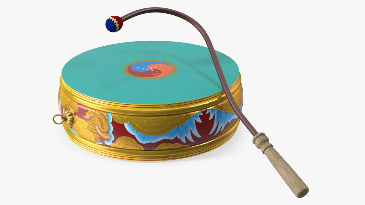 3D Tibetan Drum Tambourine model