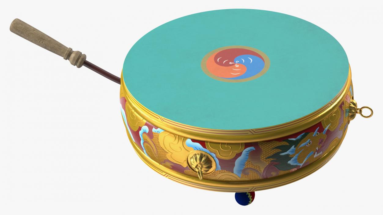 3D Tibetan Drum Tambourine model