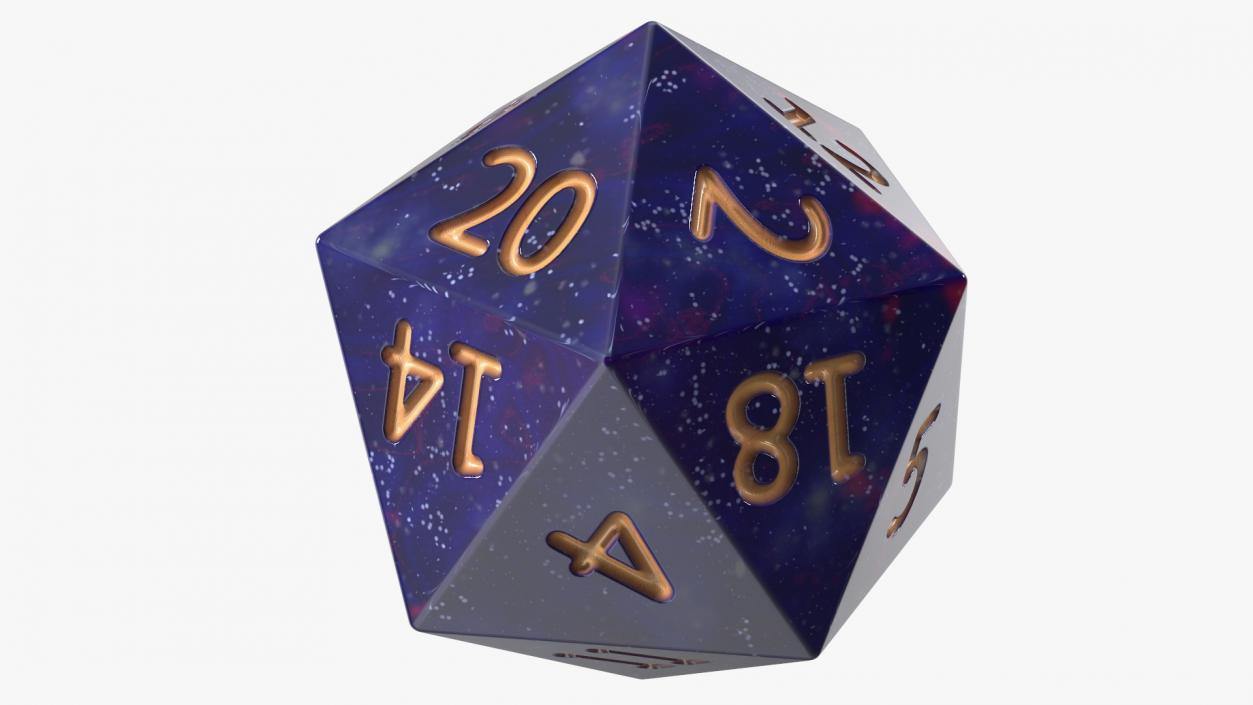 3D D20 DND Dice Cosmic Purple Blue