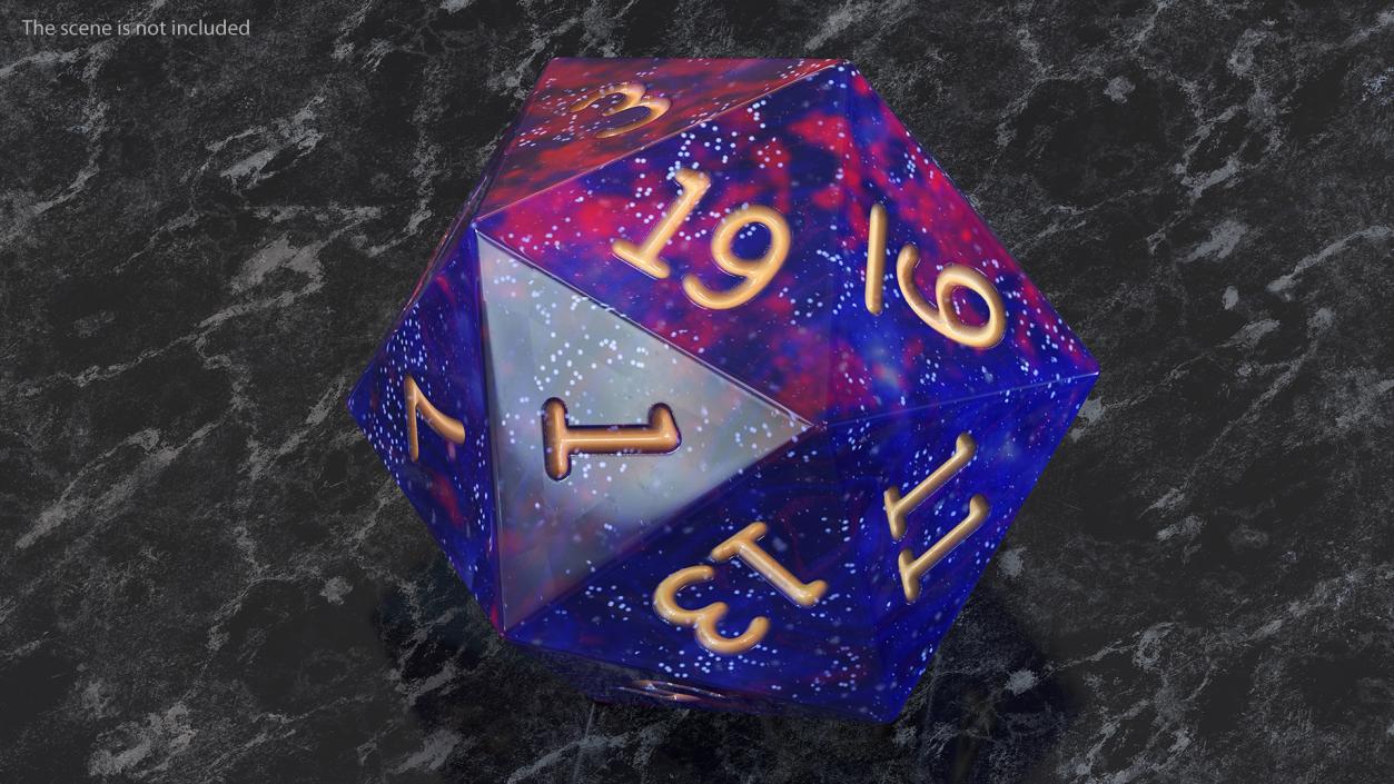 3D D20 DND Dice Cosmic Purple Blue