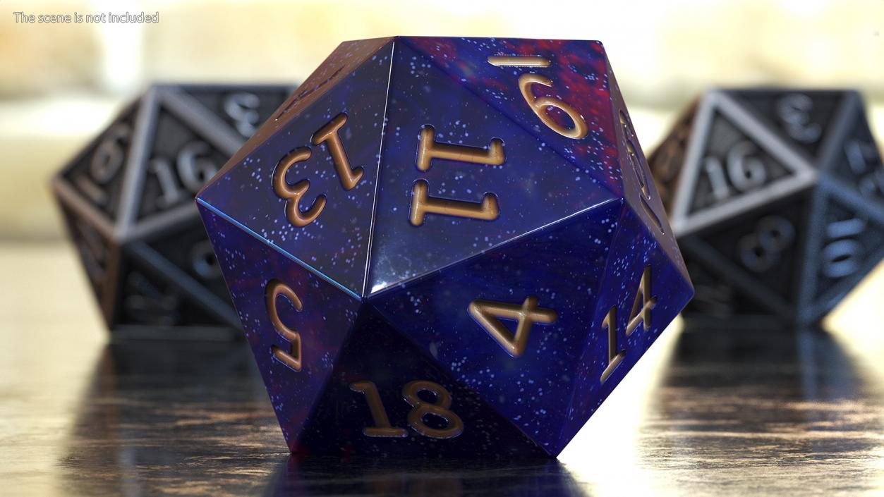 3D D20 DND Dice Cosmic Purple Blue