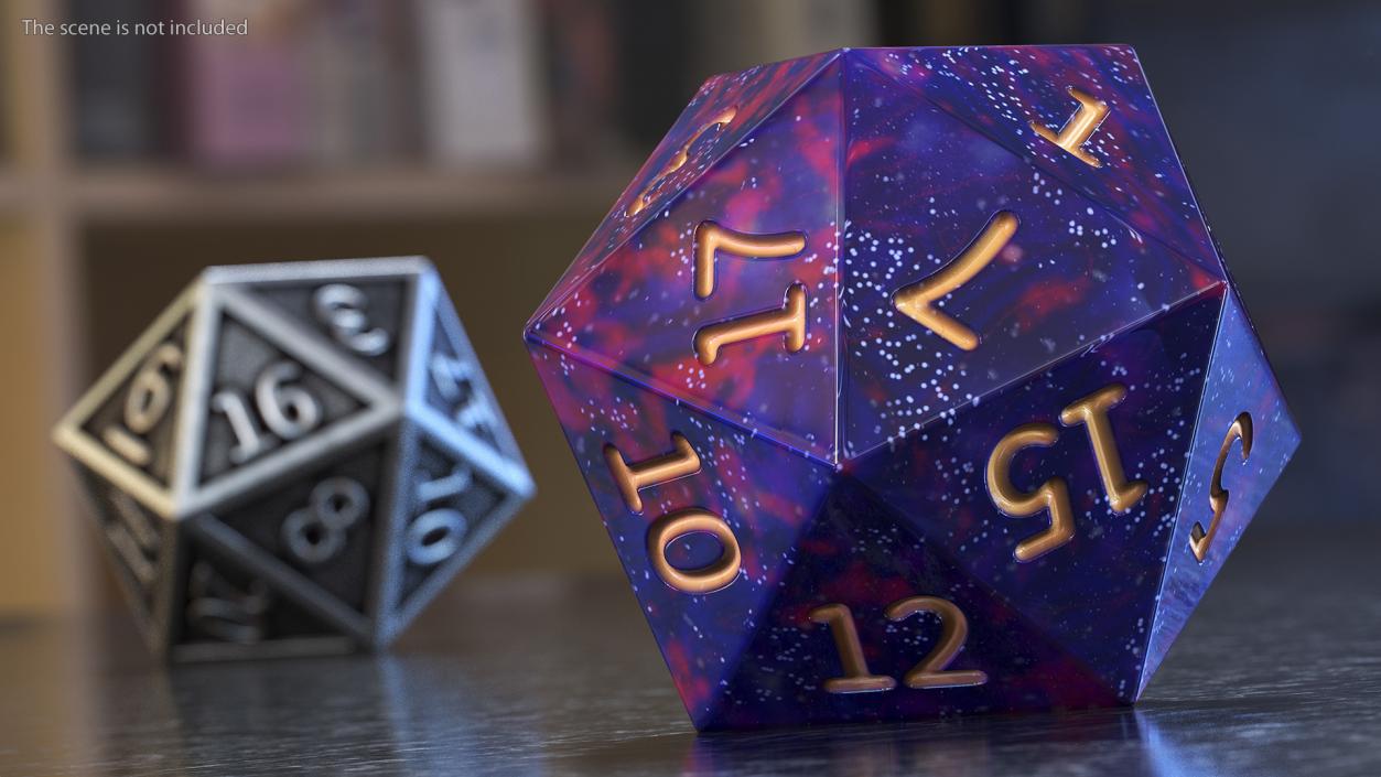 3D D20 DND Dice Cosmic Purple Blue