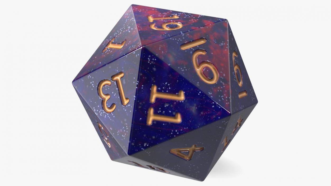 3D D20 DND Dice Cosmic Purple Blue