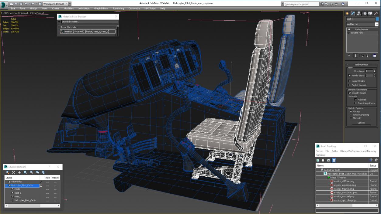 Helicopter Pilot Cabin 3D