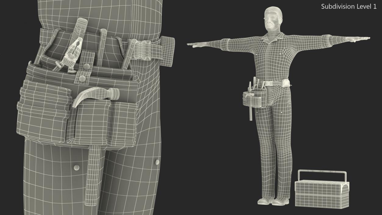 3D African American Locksmith T Pose model