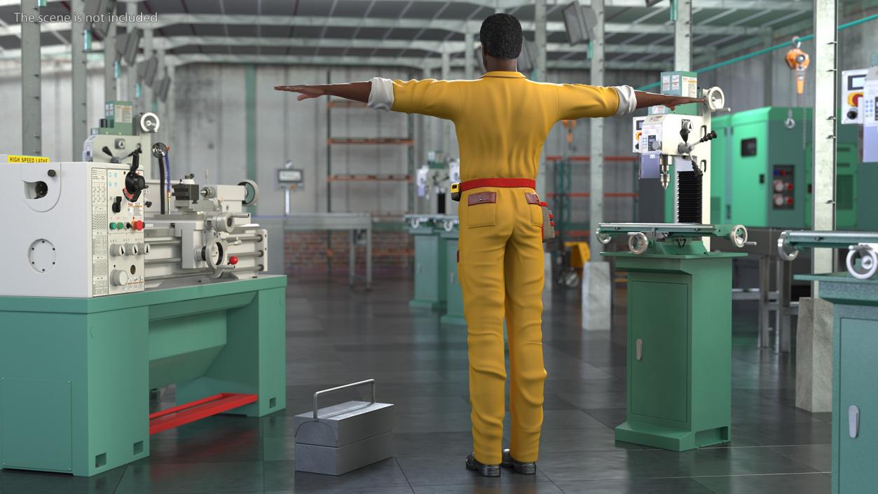 3D African American Locksmith T Pose model