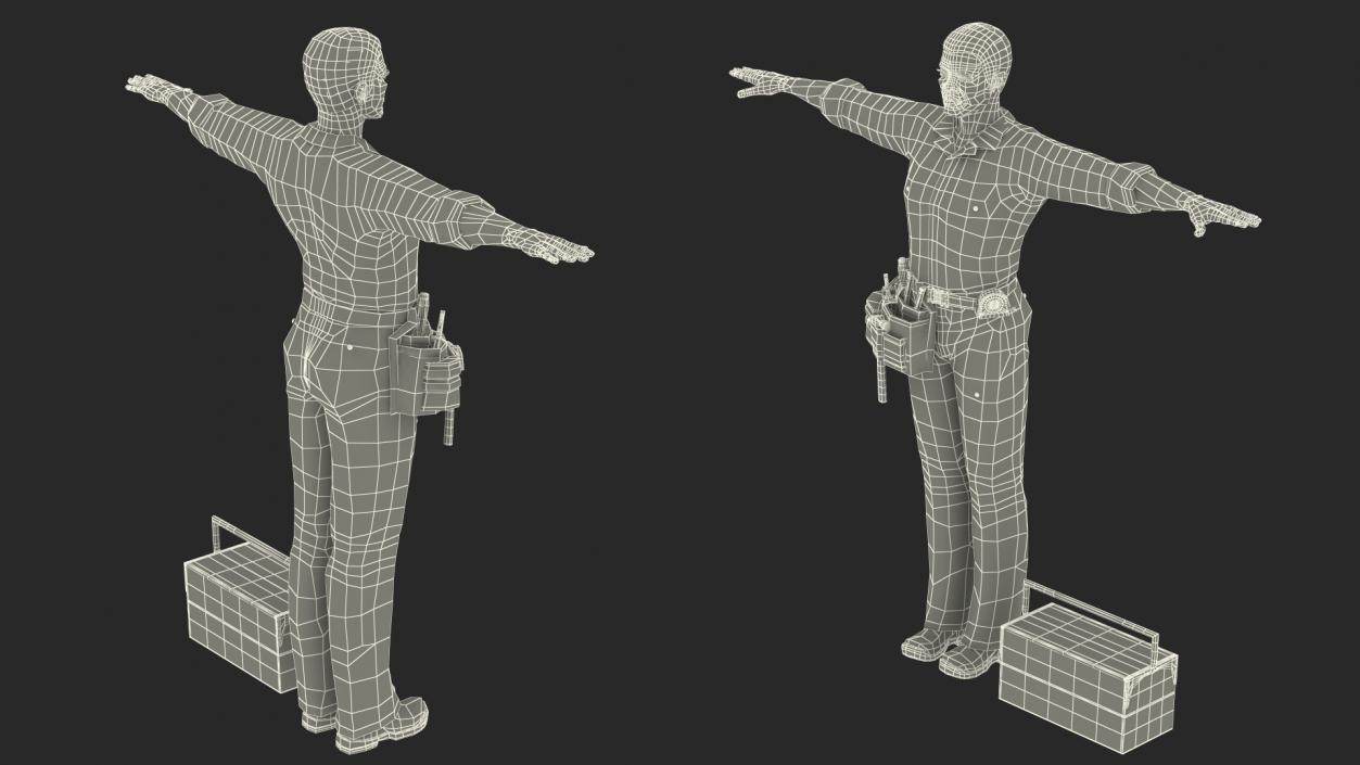 3D African American Locksmith T Pose model