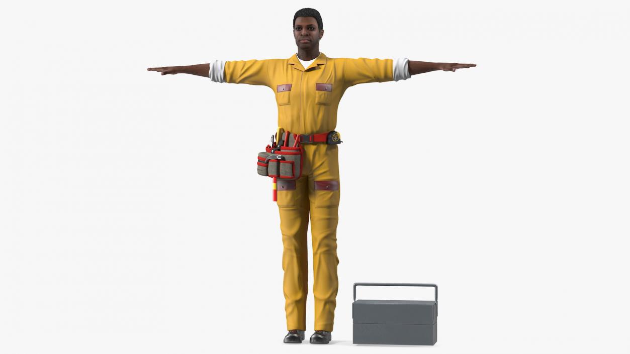 3D African American Locksmith T Pose model