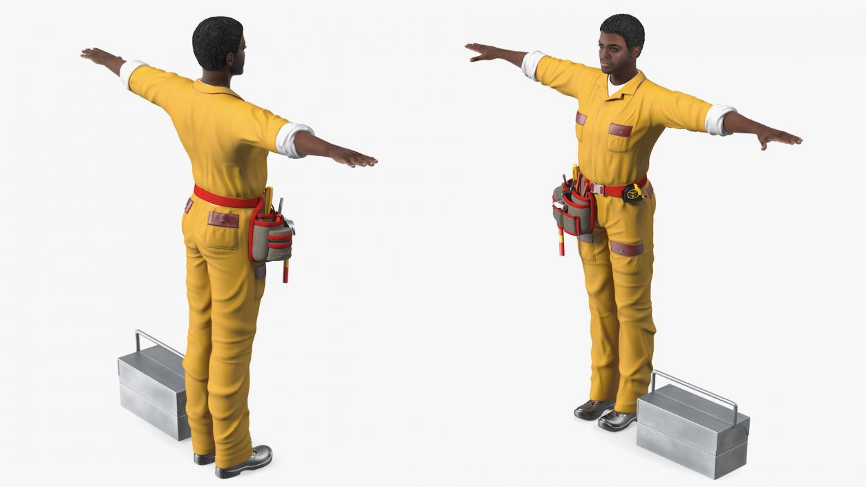 3D African American Locksmith T Pose model