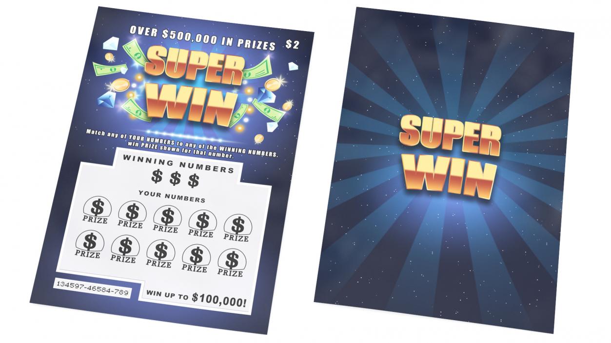 Super Win Scratch Lottery Ticket 3D