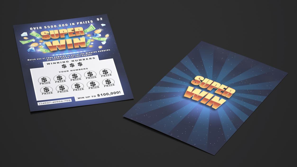 Super Win Scratch Lottery Ticket 3D