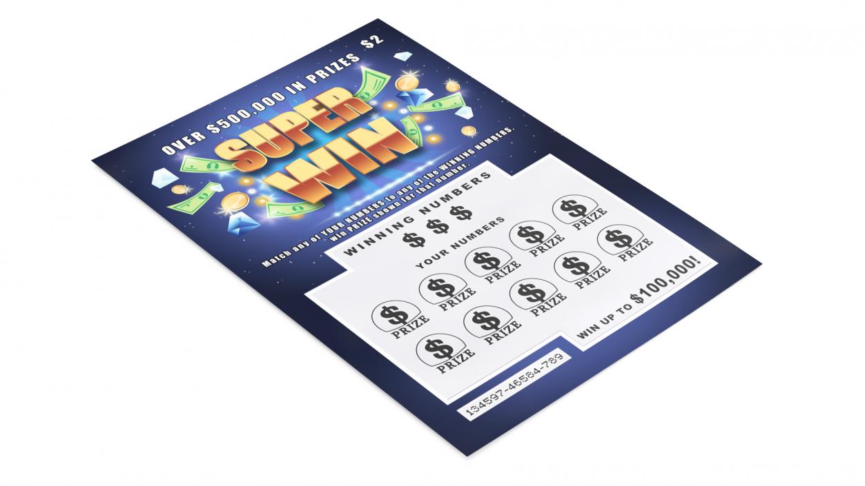 Super Win Scratch Lottery Ticket 3D