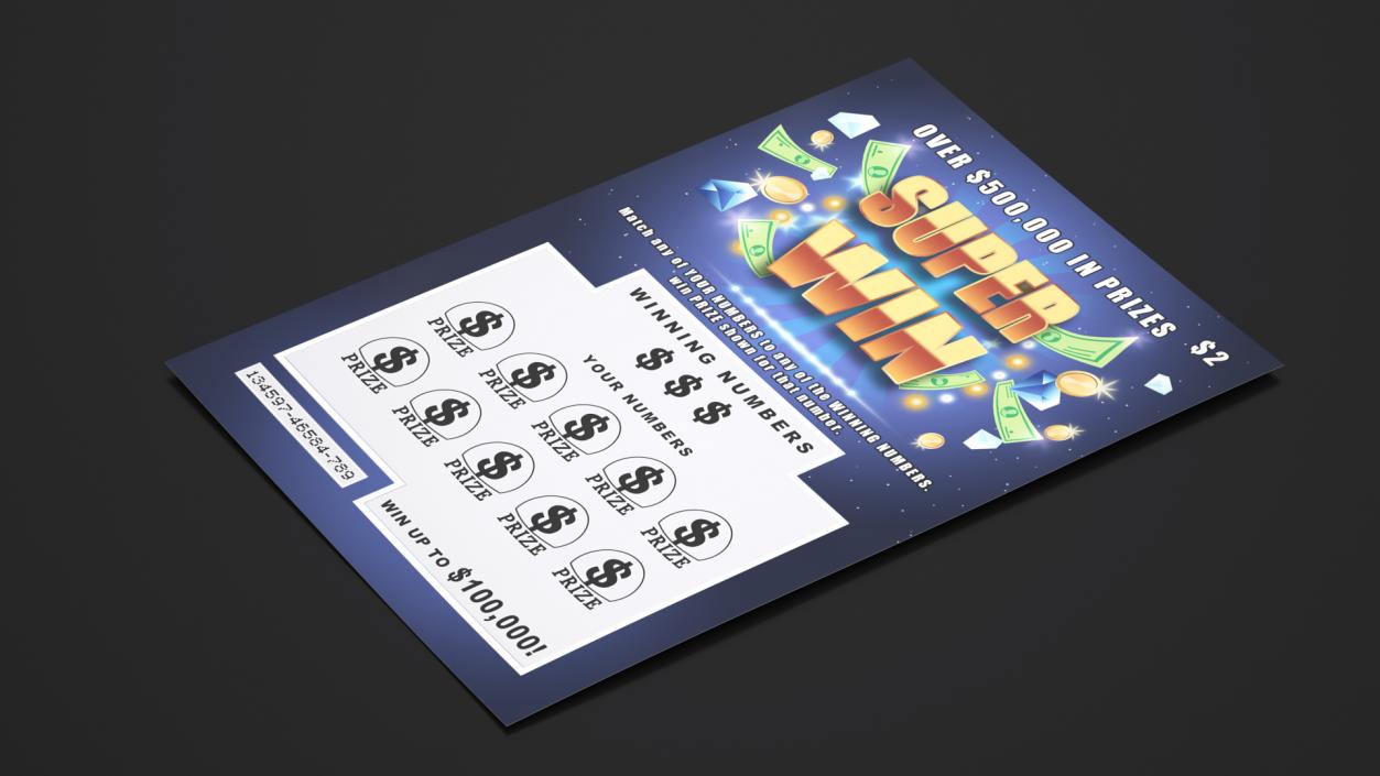 Super Win Scratch Lottery Ticket 3D