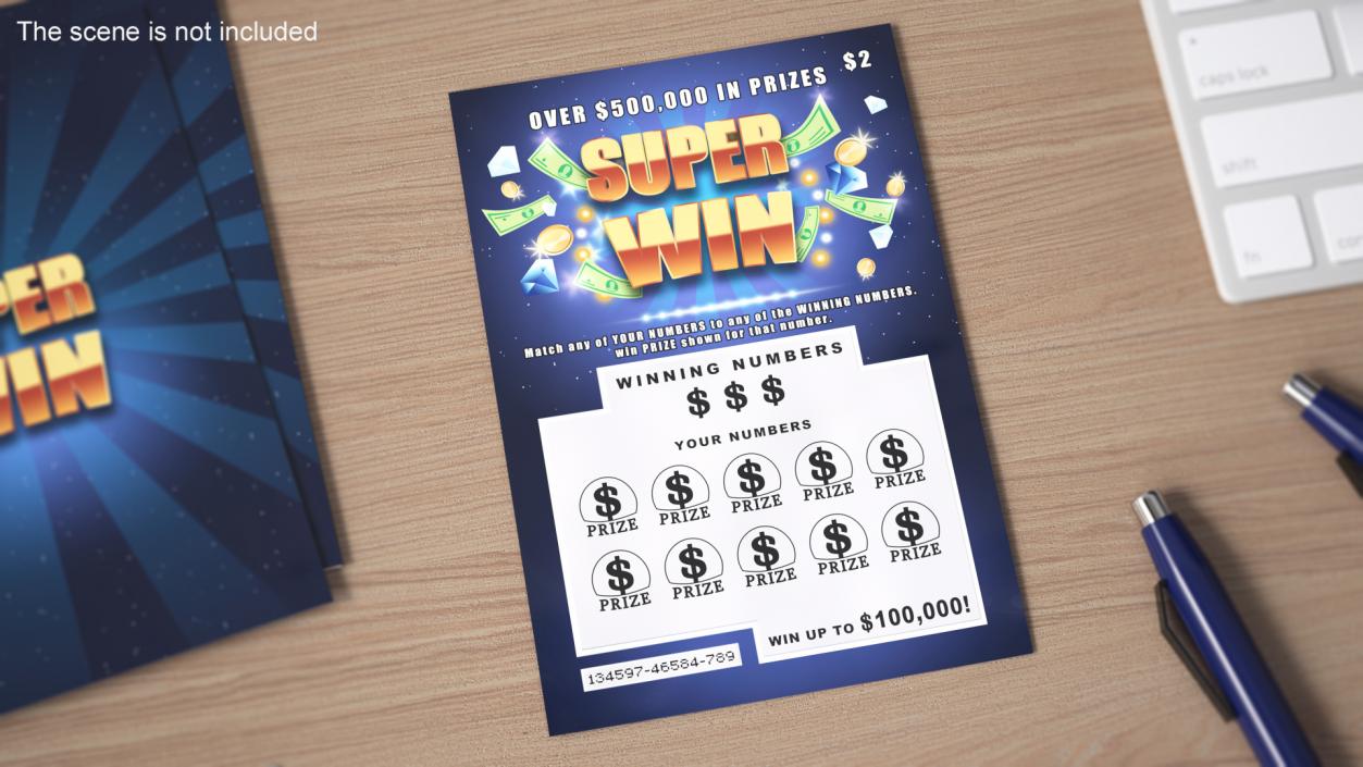 Super Win Scratch Lottery Ticket 3D