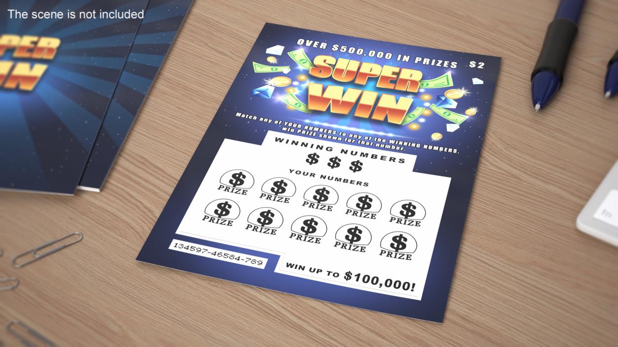 Super Win Scratch Lottery Ticket 3D