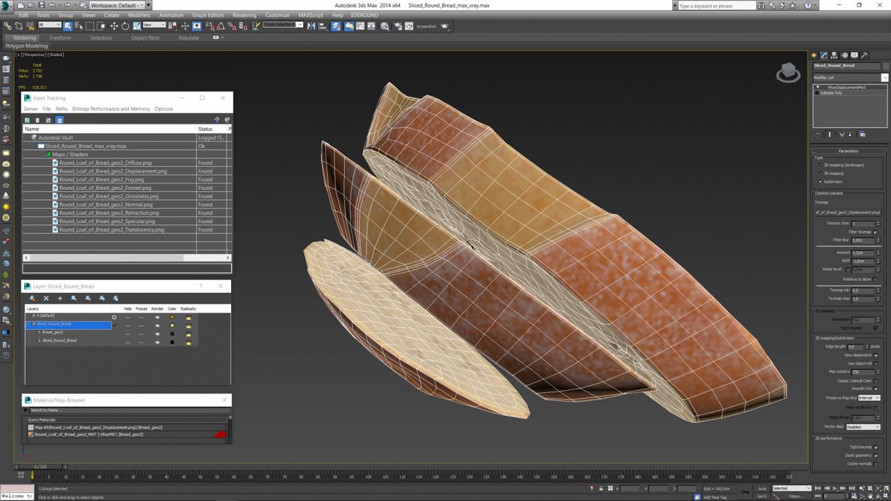 3D model Sliced Round Bread 2