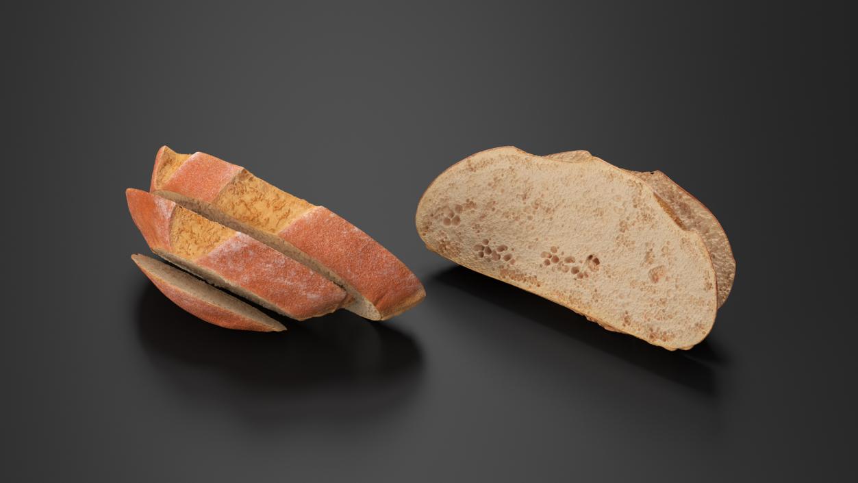 3D model Sliced Round Bread 2