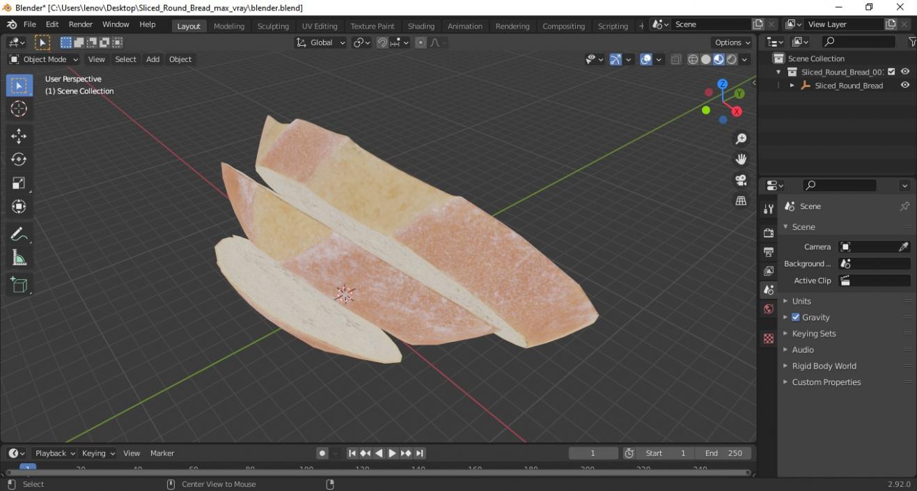 3D model Sliced Round Bread 2