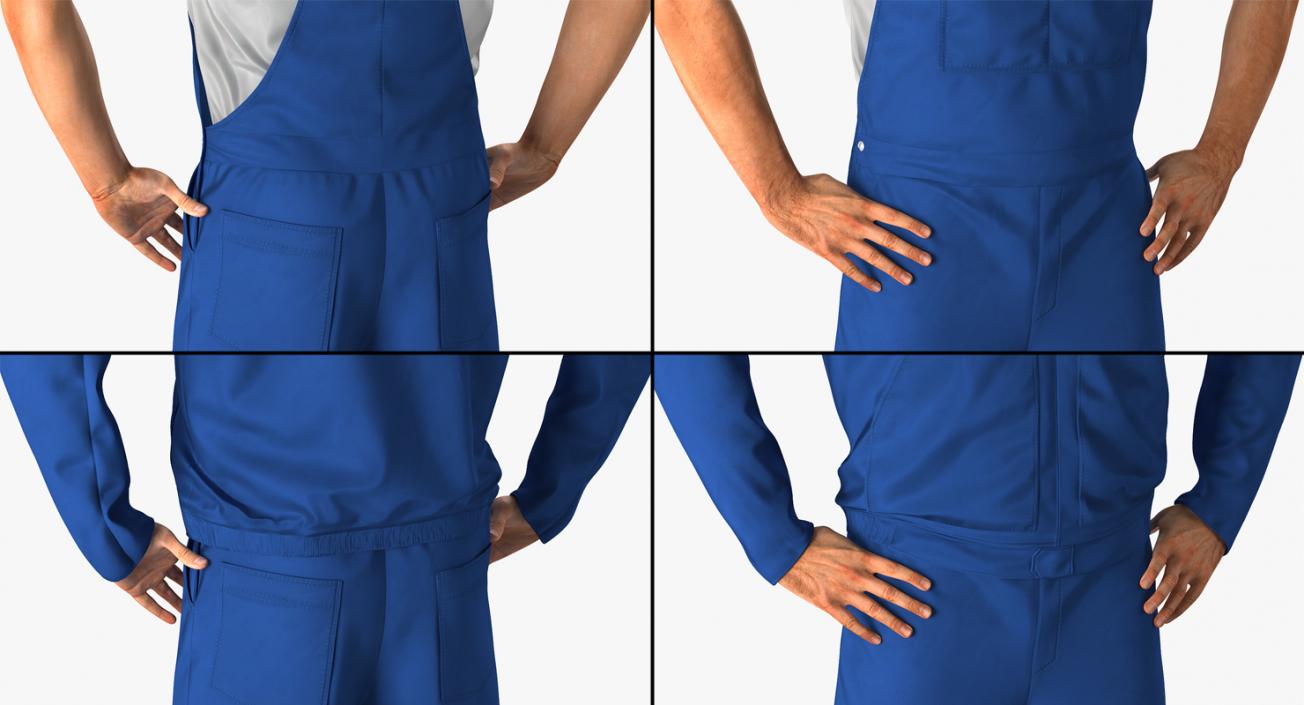 Construction Worker Blue Overalls Standing Pose 3D