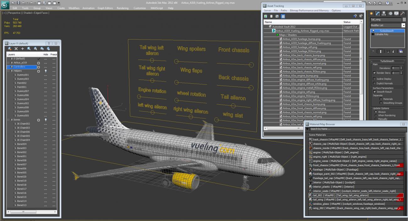 3D model Airbus A319 Vueling Airlines Rigged