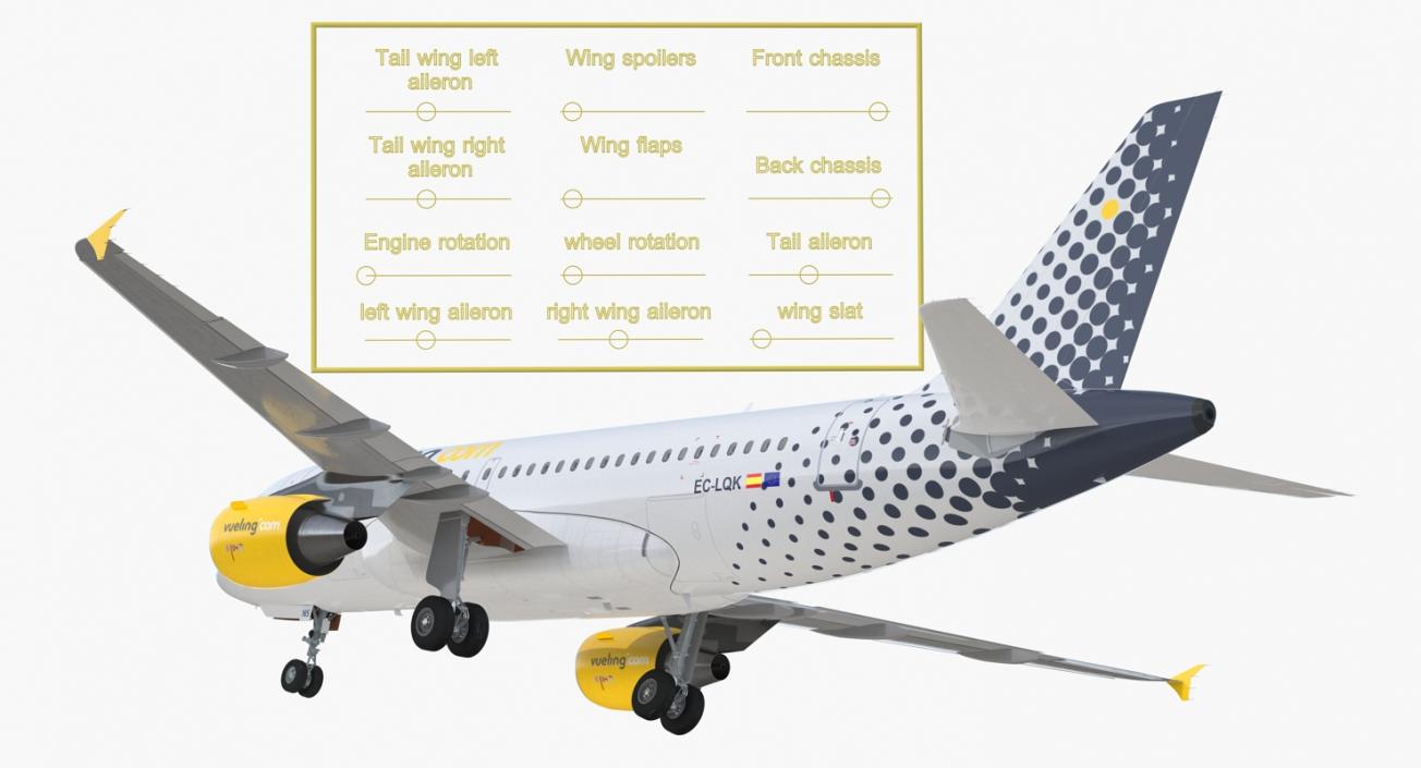 3D model Airbus A319 Vueling Airlines Rigged