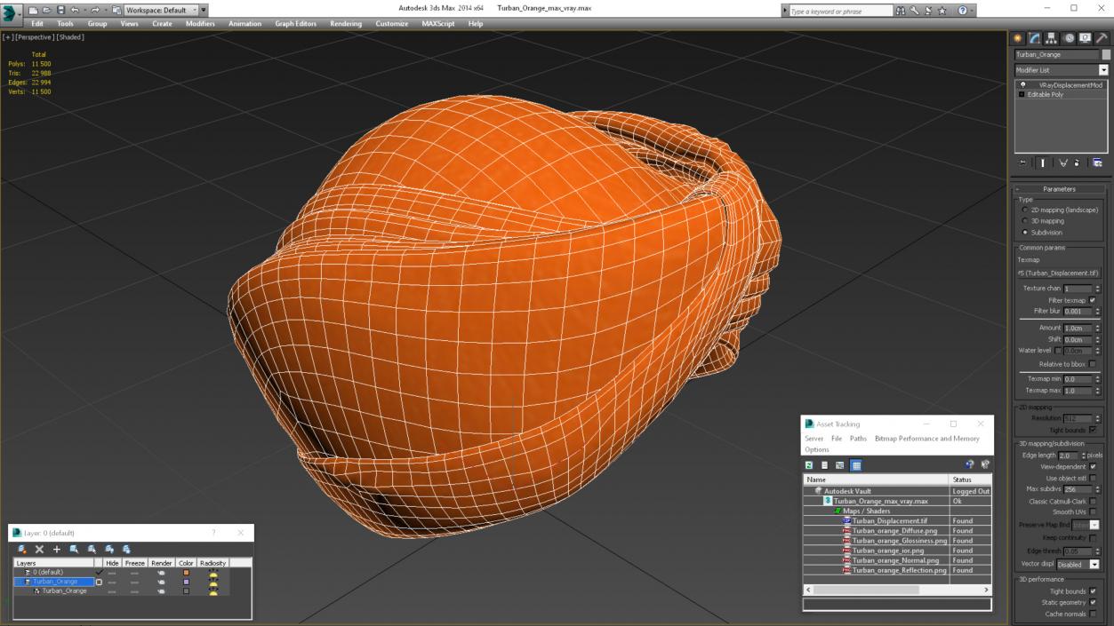 3D Turban Orange model