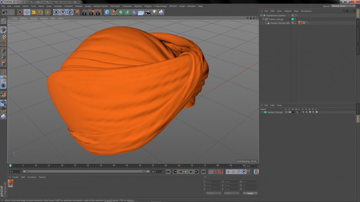 3D Turban Orange model