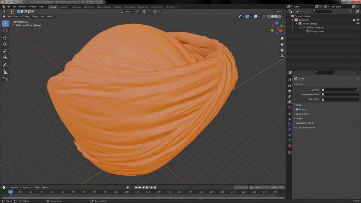 3D Turban Orange model