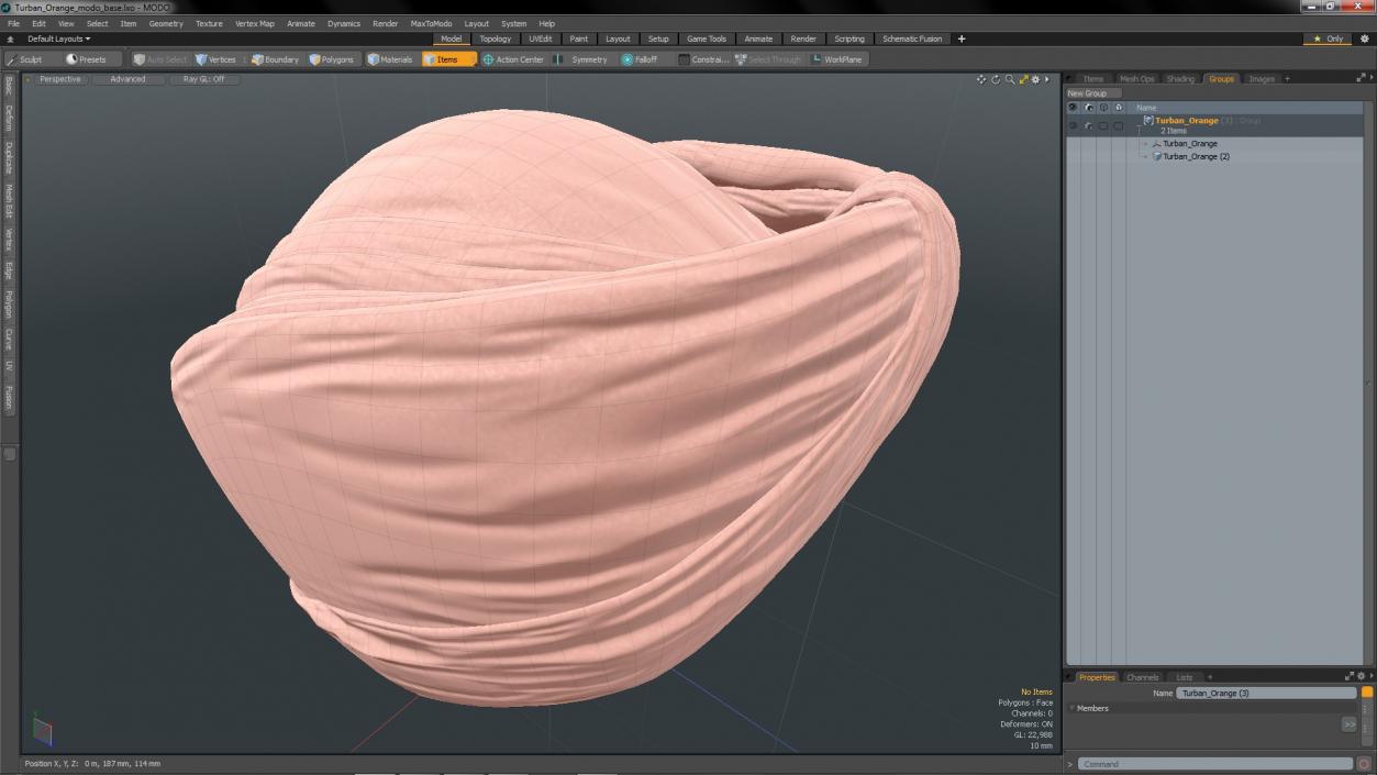 3D Turban Orange model