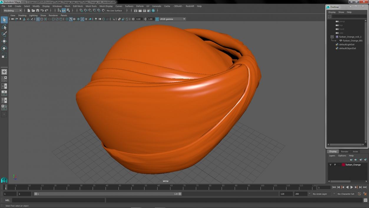 3D Turban Orange model