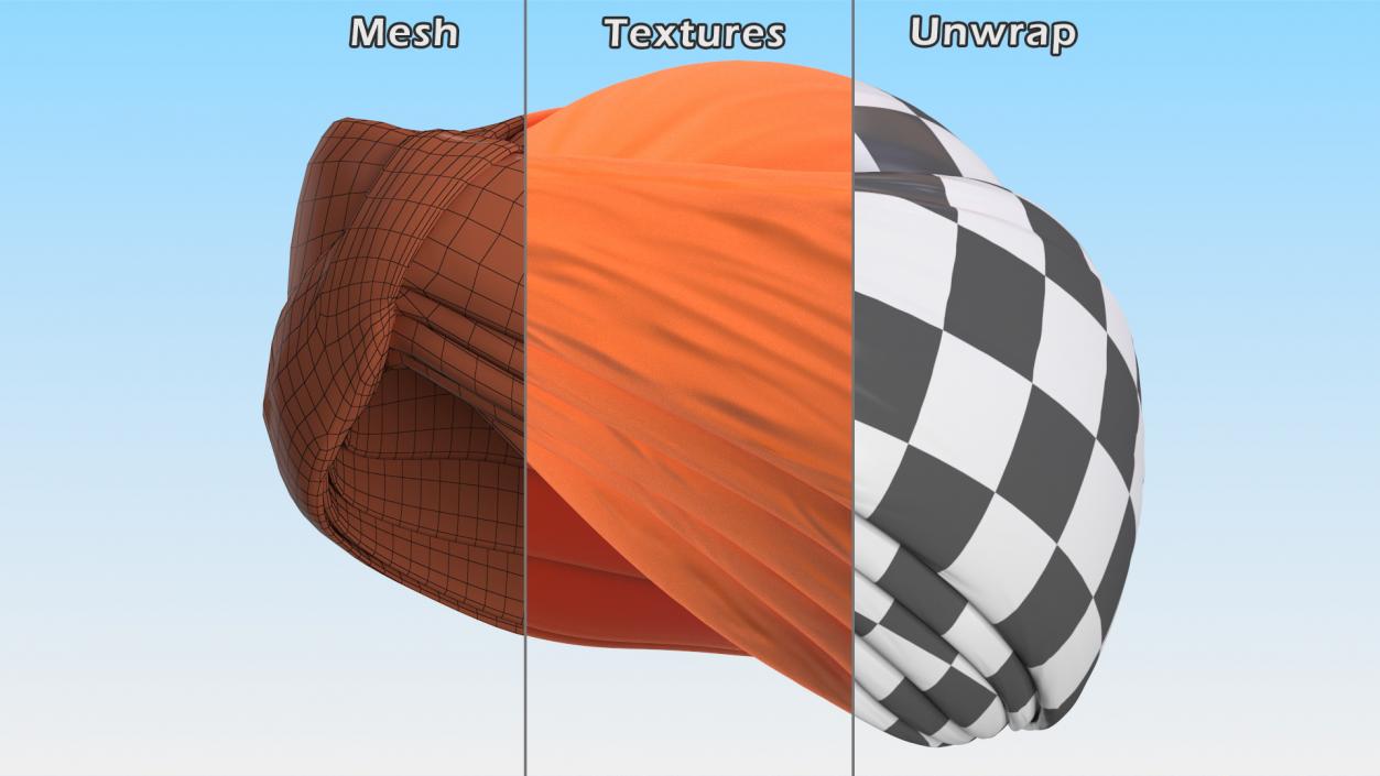 3D Turban Orange model