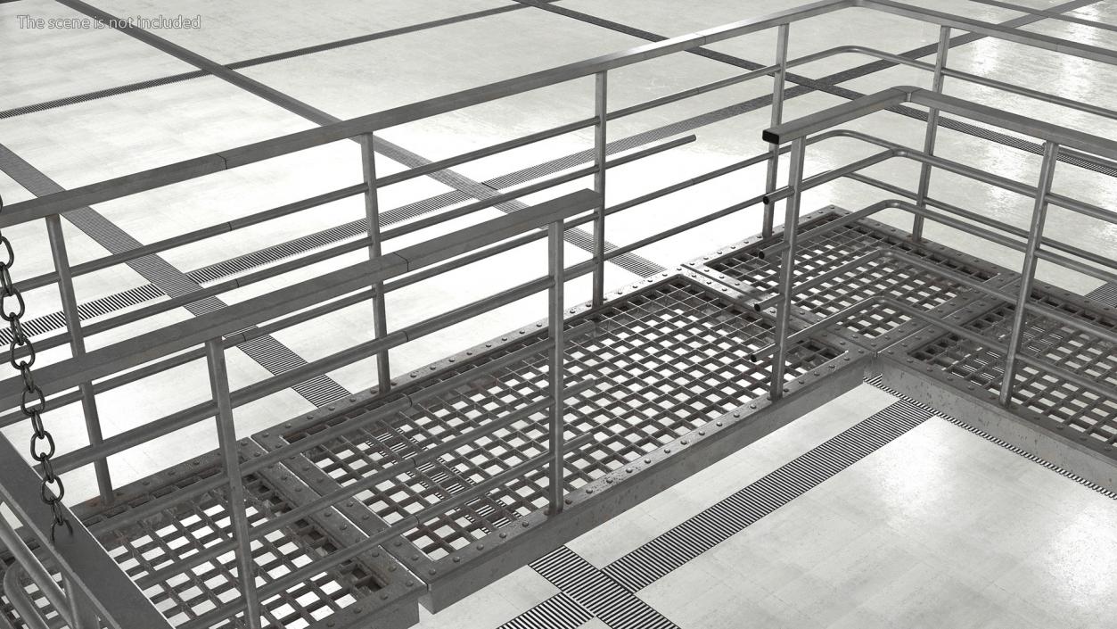 3D Straight Industrial Catwalk with Aisle model