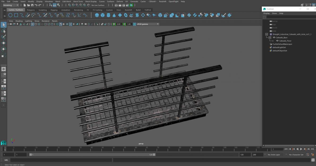 3D Straight Industrial Catwalk with Aisle model