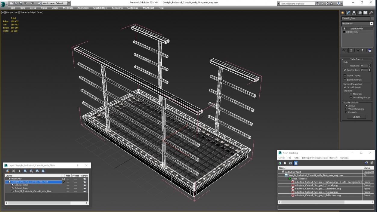 3D Straight Industrial Catwalk with Aisle model