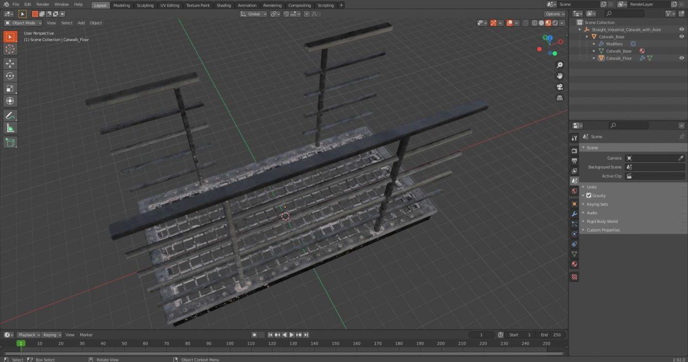 3D Straight Industrial Catwalk with Aisle model