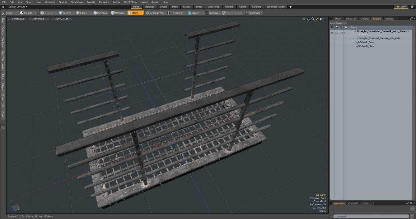 3D Straight Industrial Catwalk with Aisle model