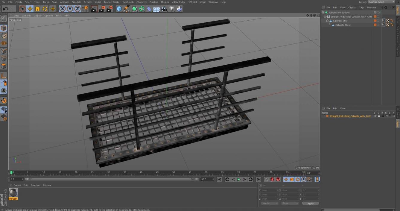 3D Straight Industrial Catwalk with Aisle model