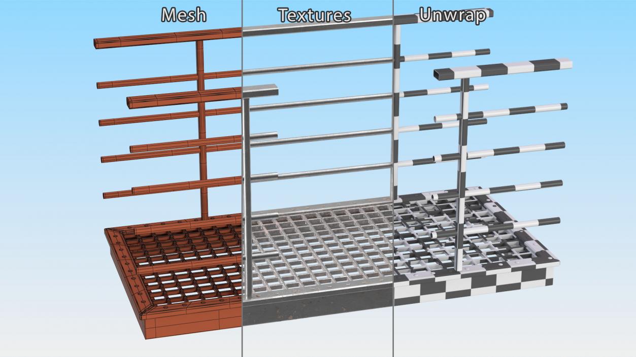 3D Straight Industrial Catwalk with Aisle model