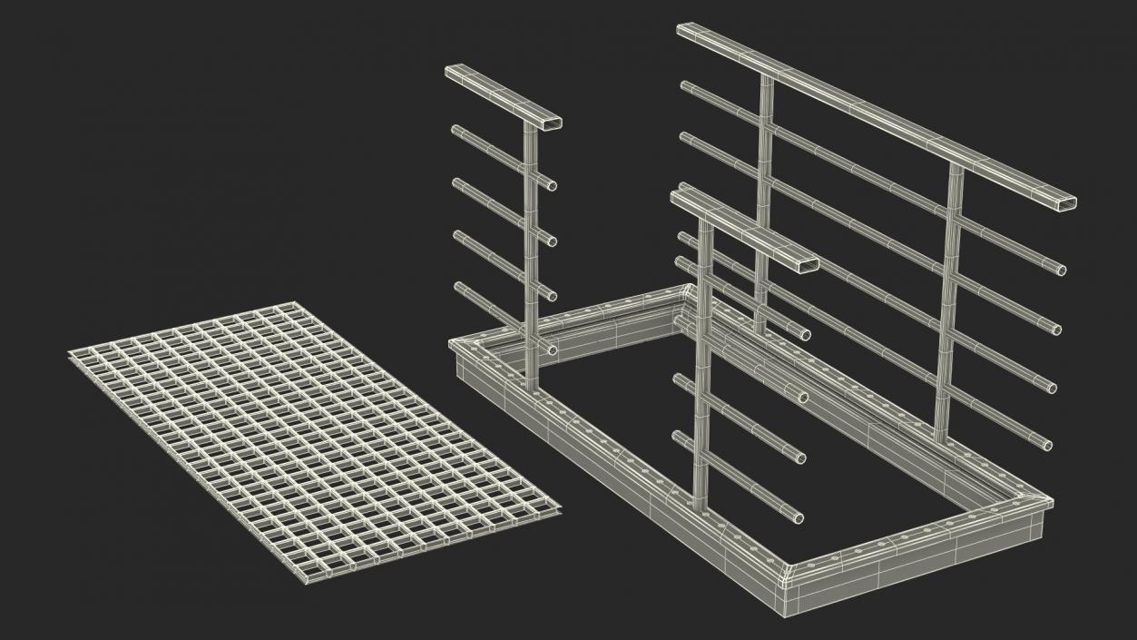 3D Straight Industrial Catwalk with Aisle model