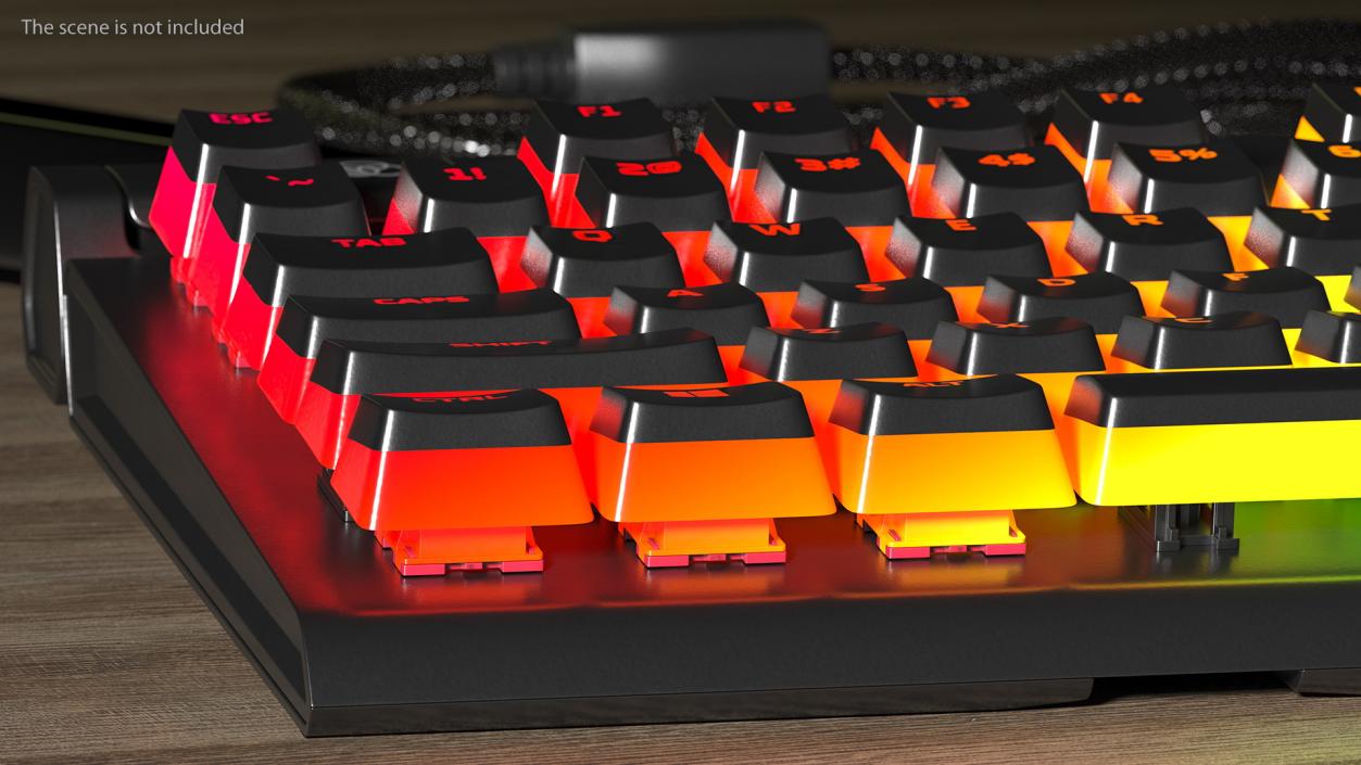 RGB Mechanical Gaming Keyboard switched On 3D