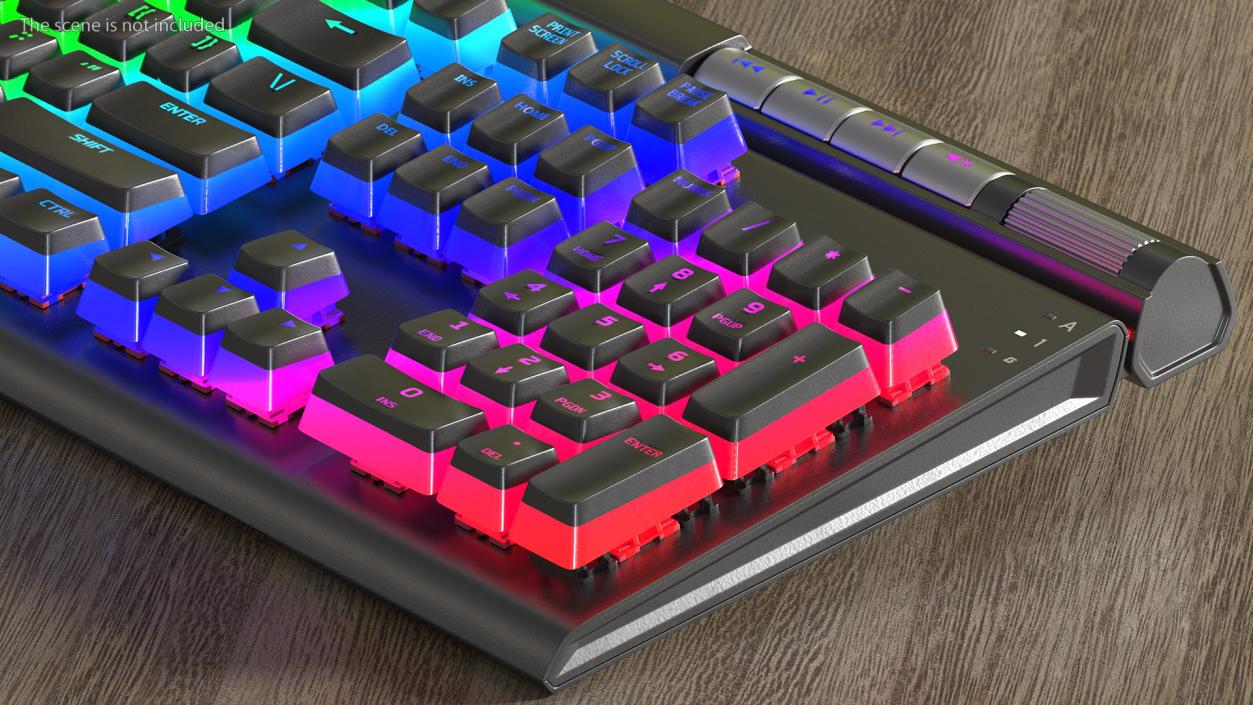 RGB Mechanical Gaming Keyboard switched On 3D