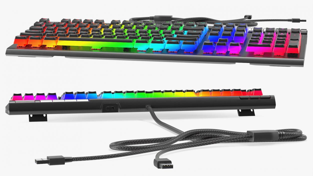 RGB Mechanical Gaming Keyboard switched On 3D