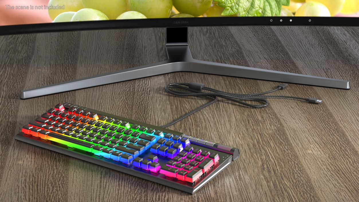 RGB Mechanical Gaming Keyboard switched On 3D