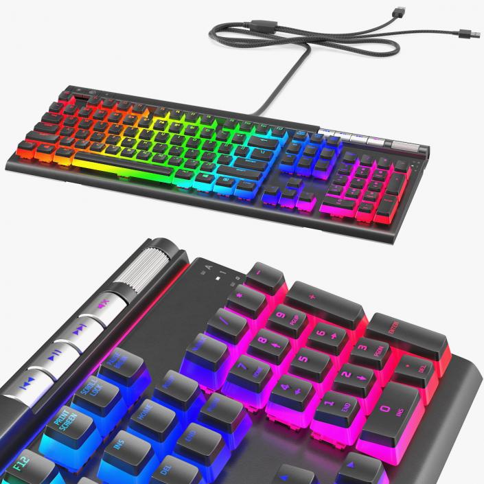 RGB Mechanical Gaming Keyboard switched On 3D