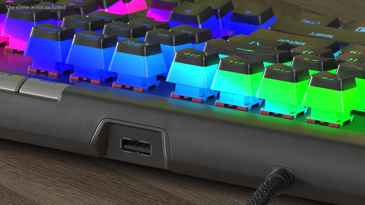 RGB Mechanical Gaming Keyboard switched On 3D