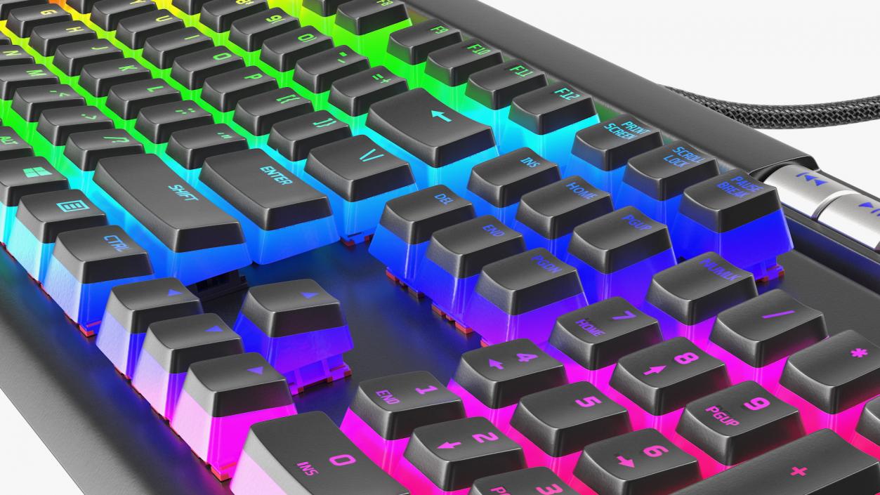 RGB Mechanical Gaming Keyboard switched On 3D