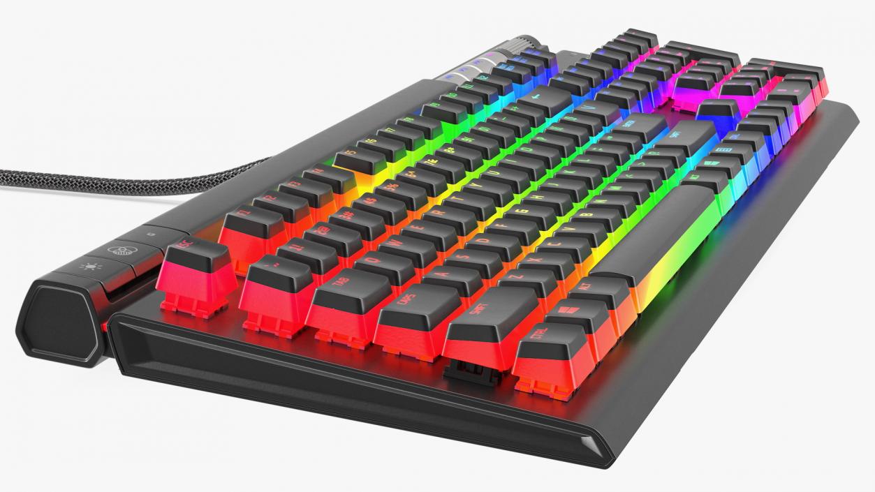 RGB Mechanical Gaming Keyboard switched On 3D