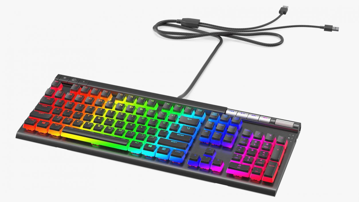 RGB Mechanical Gaming Keyboard switched On 3D