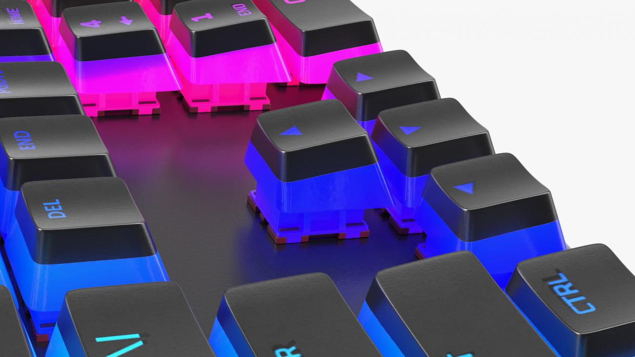 RGB Mechanical Gaming Keyboard switched On 3D